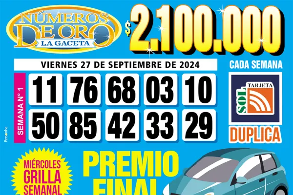 Los Números de Oro de LA GACETA del 27 de septiembre de 2024