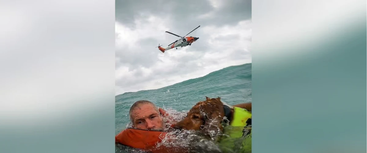 Un hombre y su perro fueron rescatados por la Estación Aérea de la Guardia Costera a 40 kilómetros de la Isla Sanibel 