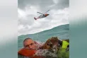 Un hombre y su perro fueron rescatados de las profundidades del mar en medio del Huracán Helene en Florida