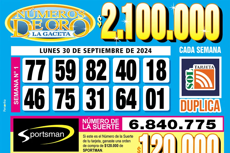 Los Números de Oro de LA GACETA del 30 de septiembre de 2024