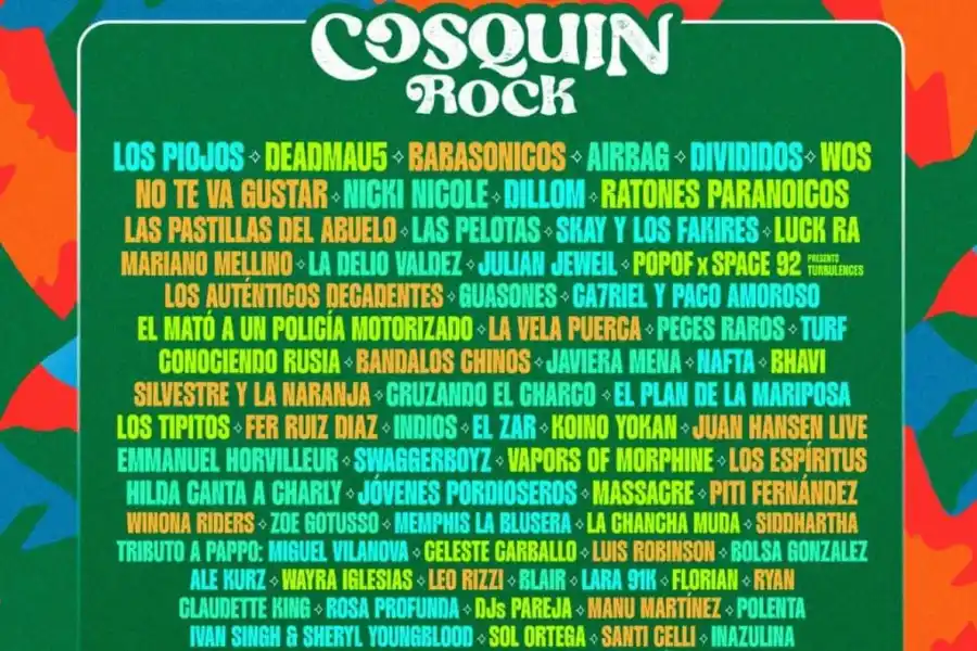 LA GRILLA. Estos son los convocados para la edición 2025 del festival de rock. / INSTAGRAM @cosquinrock