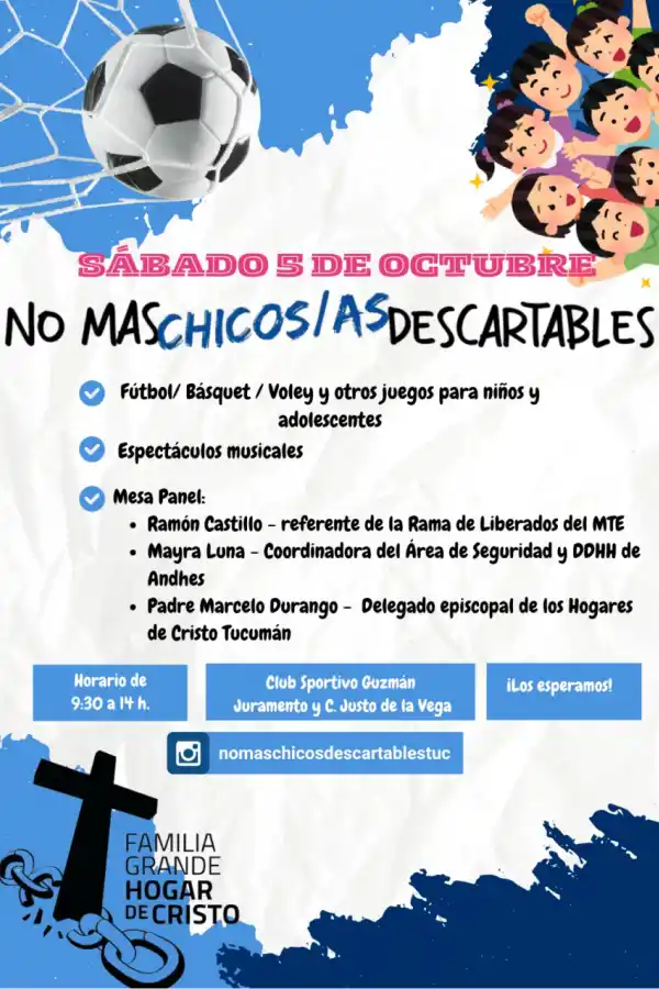 LA INVITACIÓN. El eje de la iniciativa es concientizar sobre la necesidad de actividades integrales para combatir la violencia. / FAMILIA GRANDE HOGAR DE CRISTO.