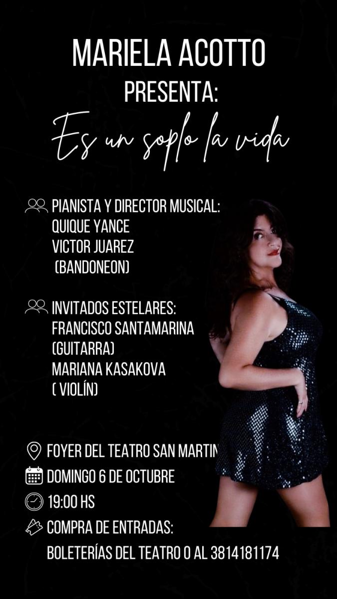 Mariela Acotto presenta Es un soplo la vida, un homenaje al tango y a la memoria