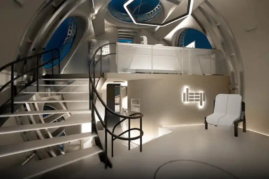 Un boceto artístico de lo que sería el salón principal de una 