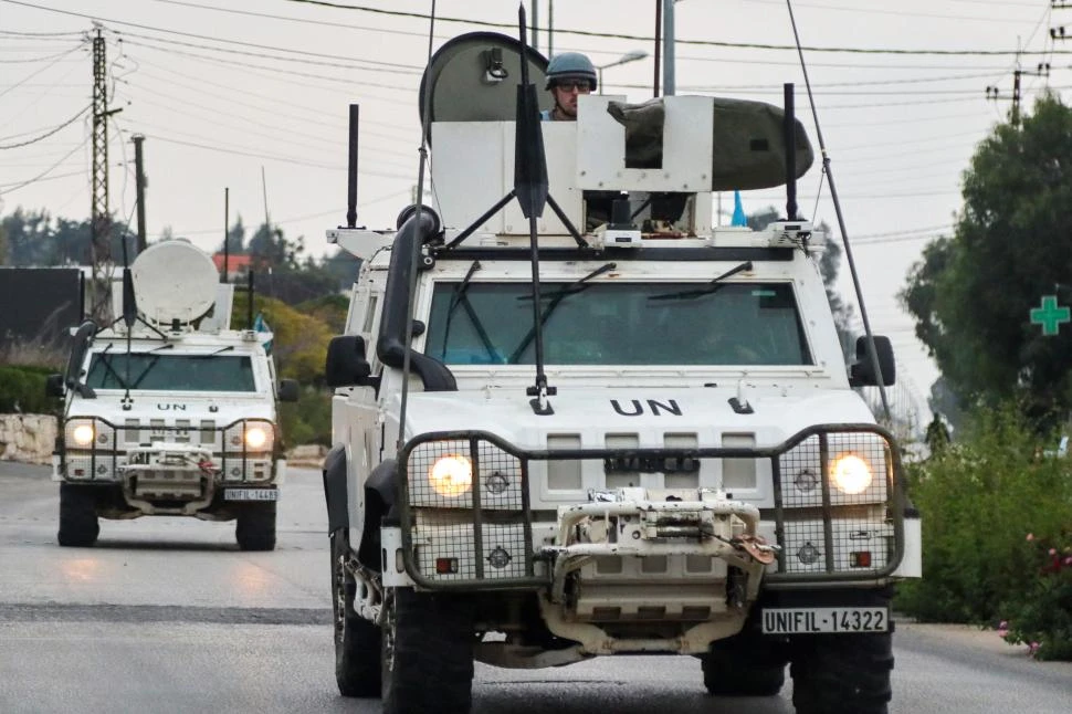 PATRULLAS. Las fuerzas de paz de la ONU están desplegadas en Marjeyoun en el sur del Libano.