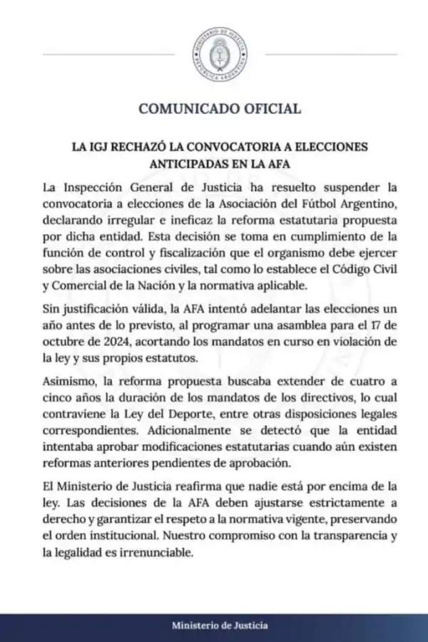 Confirmado: La IGJ suspendió la asamblea en la que se iba a votar la reelección de Claudio Tapia, la anulación de los descensos y el formato de 30 equipos