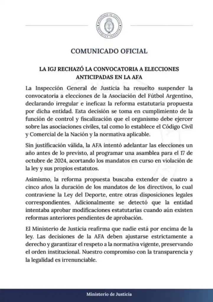 Confirmado: La IGJ suspendió la asamblea en la que se iba a votar la reelección de Claudio Tapia, la anulación de los descensos y el formato de 30 equipos