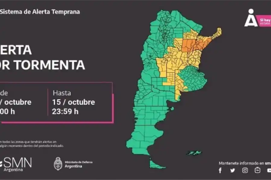 Las provincias afectadas por las tormentas.