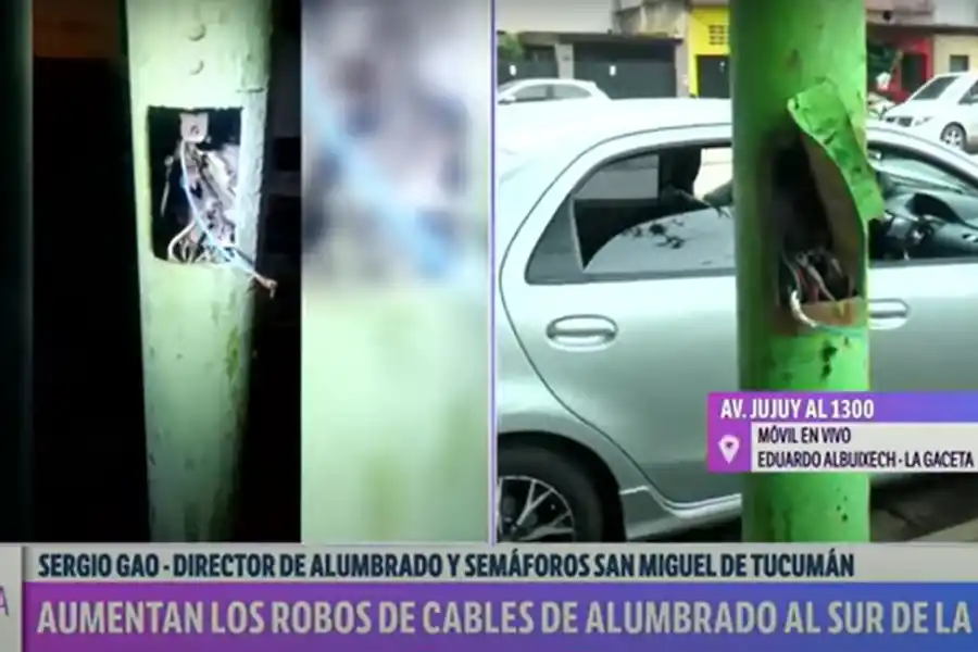 Robaron los cables de 25 columnas de alumbrado público en avenida Jujuy: Cinco cuadras quedaron sin luz