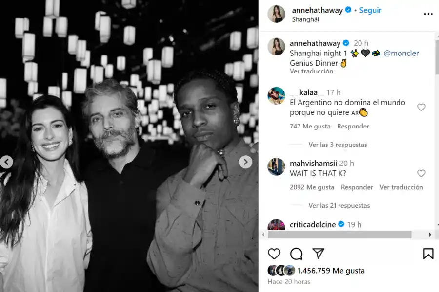 El posteo de Anne Hathaway que sorprendió a sus seguidores argentinos.