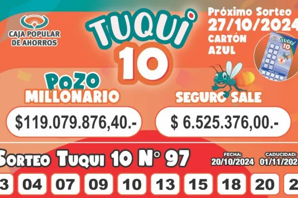 Tuqui 10: cómo salió el sorteo del domingo 20 de octubre