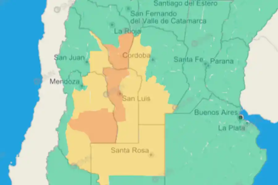 Alerta naranja por fuertes tormentas y vientos: cuáles son las provincias afectadas
