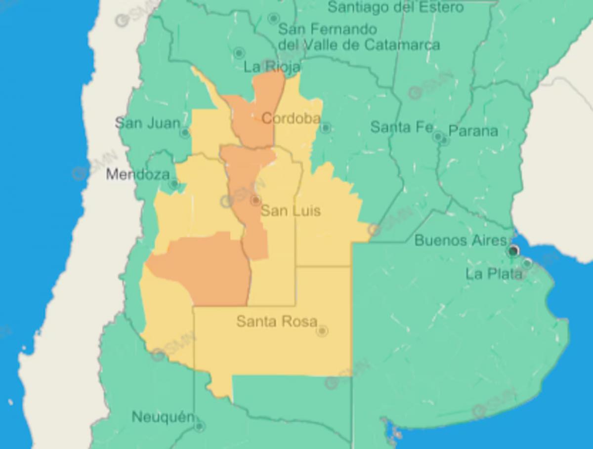 Alerta naranja por fuertes tormentas y vientos: cuáles son las provincias afectadas