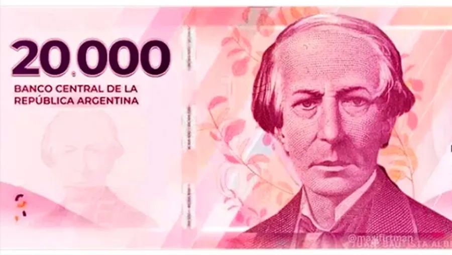 El nuevo billete de $20.000 tiene la imagen de Juan Bautista Alberdi