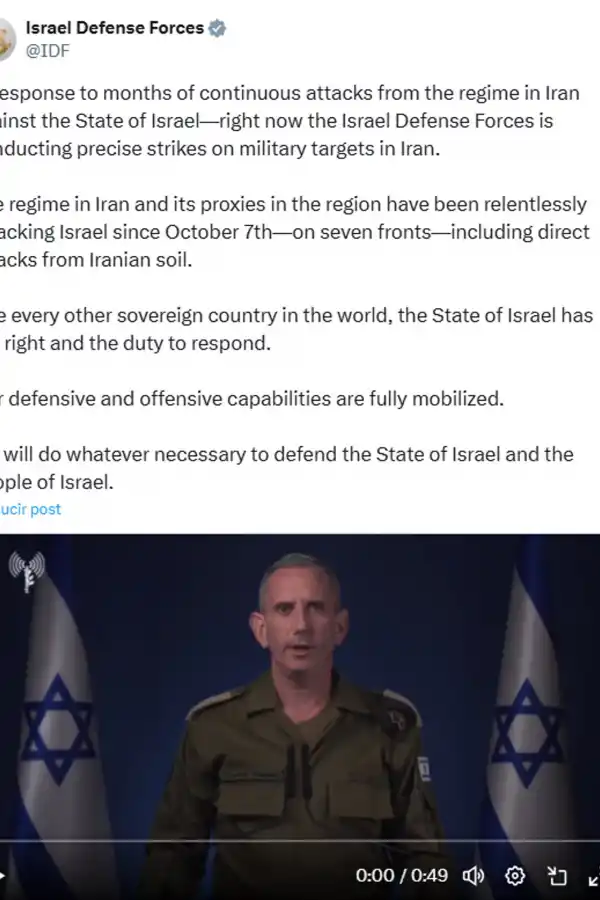 Máxima tensión en Medio Oriente: Israel lanzó un ataque con misiles contra Irán