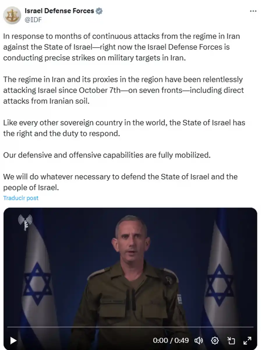 Máxima tensión en Medio Oriente: Israel lanzó un ataque con misiles contra Irán