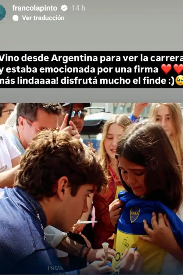 El gran gesto de Colapinto con una fanática de Boca: Más linda