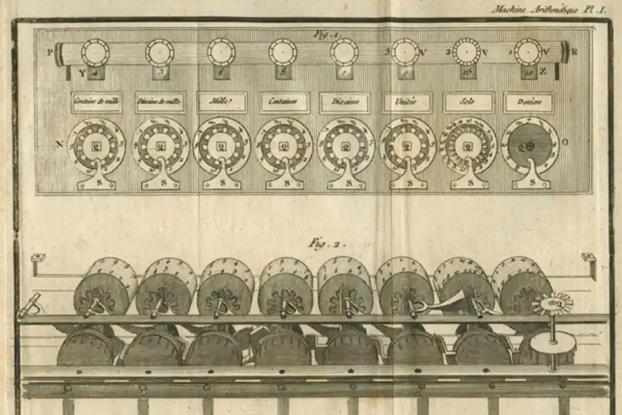 Pascalina, la primitiva calculadora mecánica creada por Pascal.