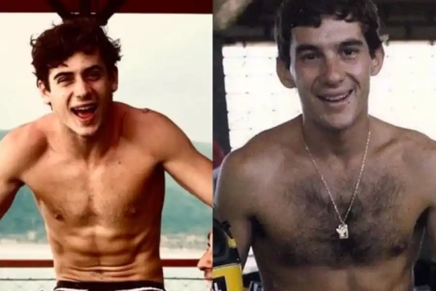 PARECIDOS. Colapinto y una foto de Senna en la que lucen muy parecidos. 