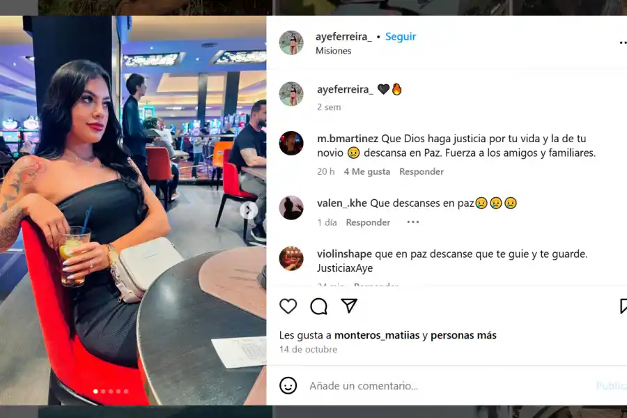 El último posteo de Ayelén Ferreira, el pasado 14 de octubre.