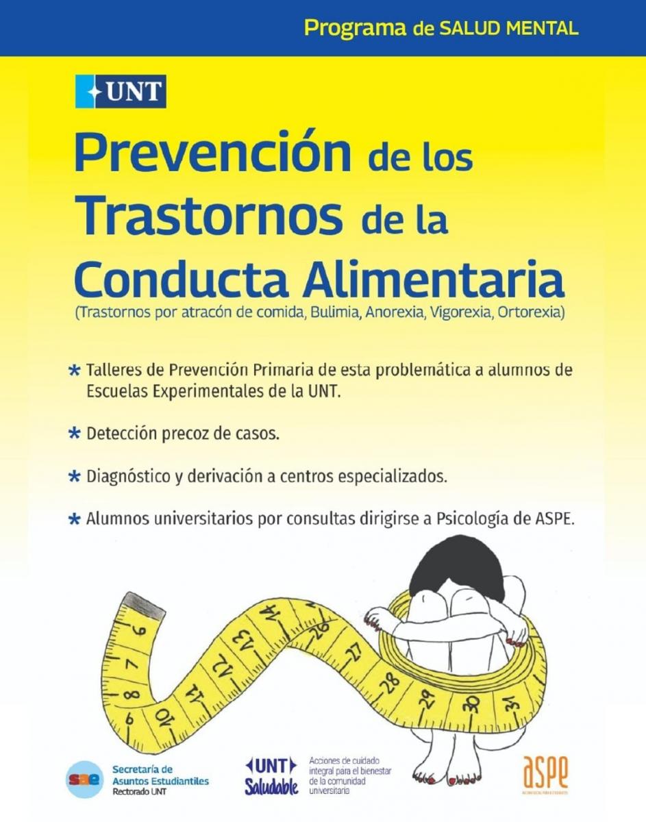 EL FLYER. La UNT se compromete con la comunidad con un nuevo programa de prevención de TCA para estudiantes. / INSTAGRAM @saeunt.