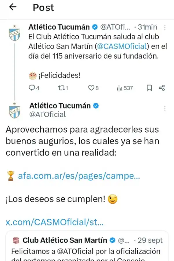 La picante respuesta de Atlético Tucumán a San Martín después de la oficialización de la Copa de Campeones de 1960