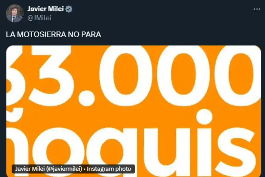 La motosierra no para: Milei celebró en las redes sociales la reducción de empleados estatales