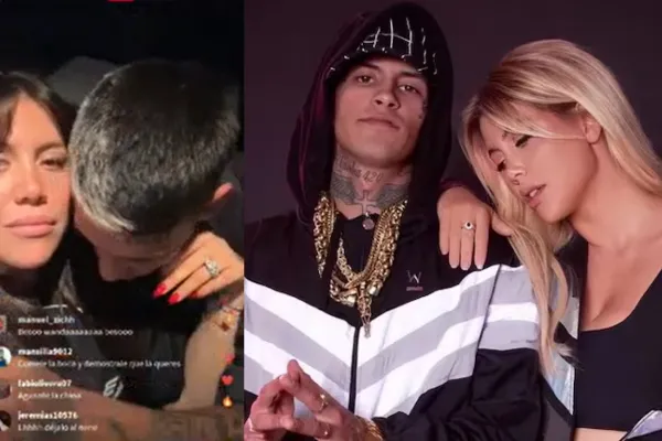 No aguanté más: las fotos del beso de Wanda Nara y L-Gante en vivo