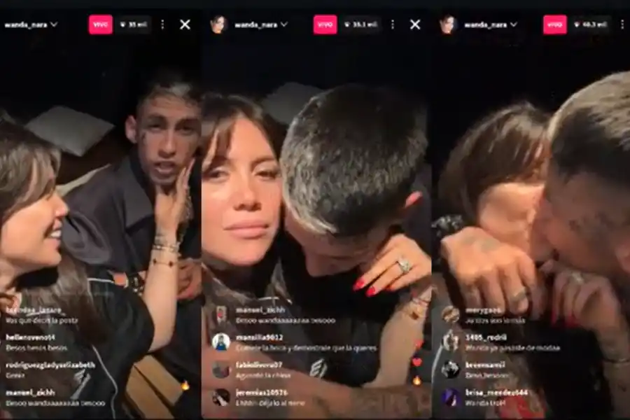 No aguanté más: las fotos del beso de Wanda Nara y L-Gante en vivo