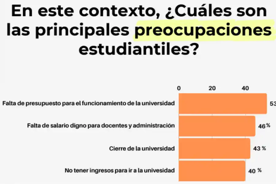 PREOCUPACIONES.  El 65% de los encuestados dijo ser primera generación de universitarios. / CAPTURA DE PANTALLA.