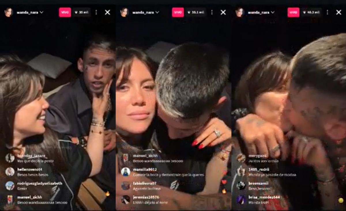 No aguanté más: las fotos del beso de Wanda Nara y L-Gante en vivo