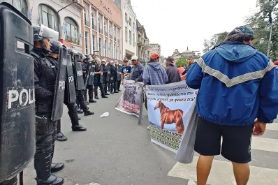 Carreros protestaron contra la prohibición de tracción a sangre: hubo tensión con la Policía