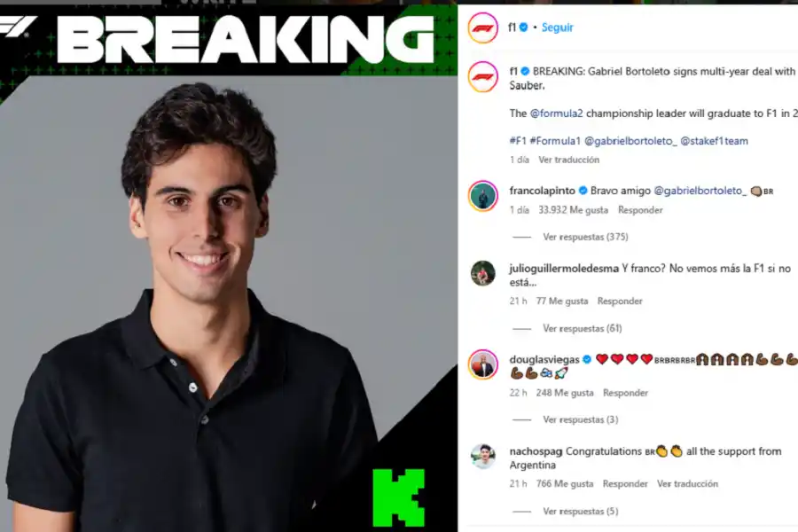 El mensaje de Franco Colapinto a través de Instagram.