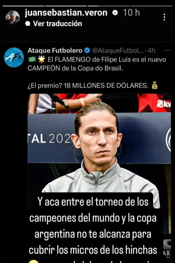 Pero el club es de los socios: Juan Sebastián Verón volvió a apuntar contra AFA con una frase cargada de ironía