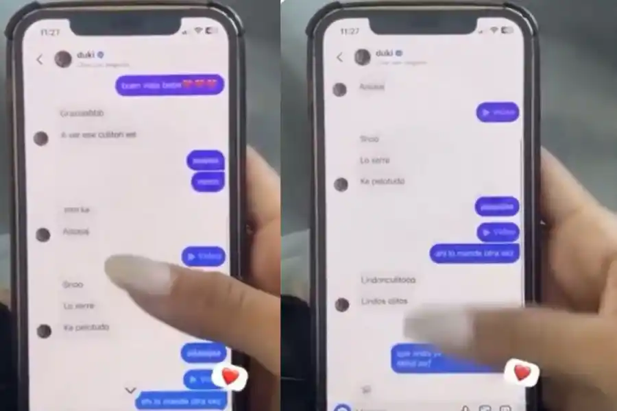 ¿Fin de la relación entre Duki y Emilia Mernes? Las fotos de los chats filtrados