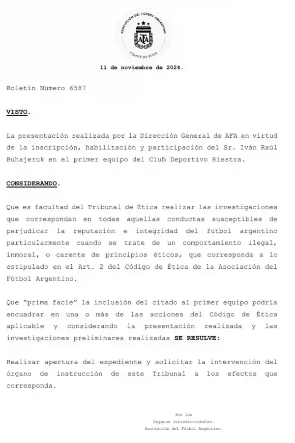 Por el debut de Spreen contra Vélez, Riestra será investigado por el Tribunal de Ética de la AFA