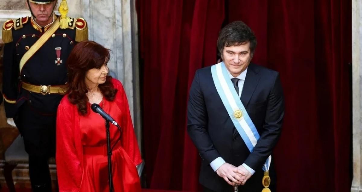 Cristina Kirchner y Javier Milei en el Congreso el pasado 10 de diciembre.