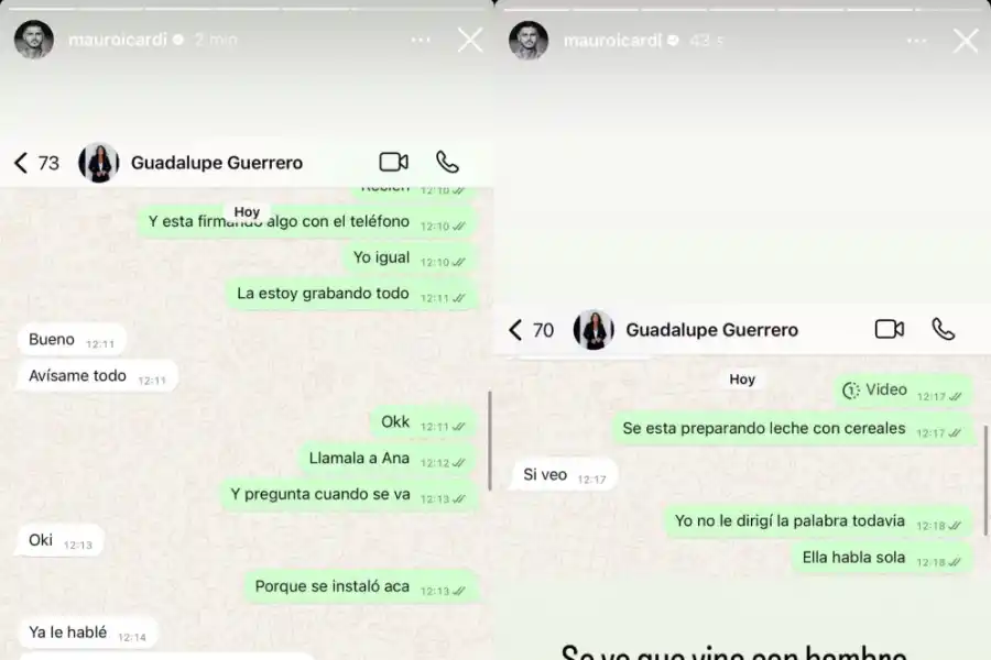 Dos de las capturas que publicó Icardi en su cuenta de Instagram.