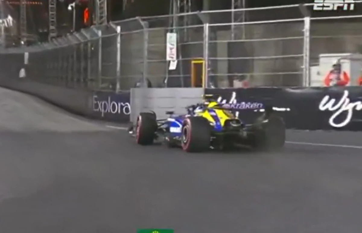 Video: Colapinto casi se estrella contra un muro en el GP de Las Vegas