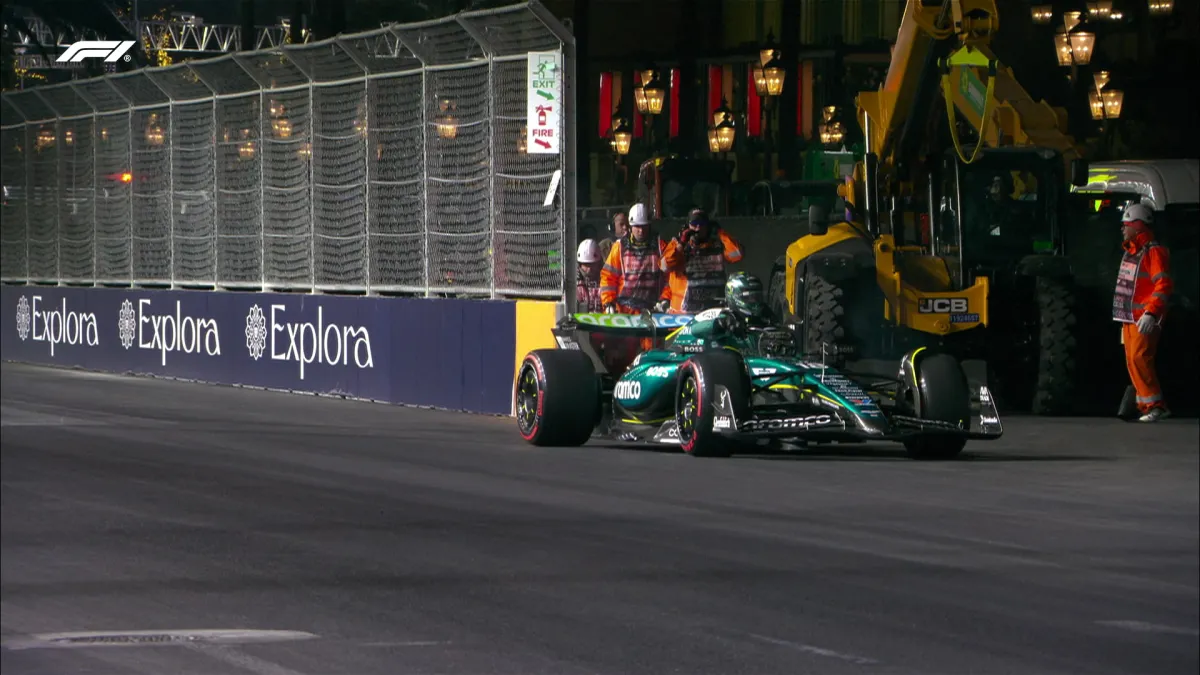 Sin reacción y con humo: Lance Stroll abandonó en la tercera práctica libre del GP de Las Vegas