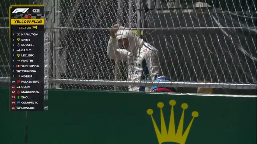 La reacción de Franco Colapinto tras el choque en la clasificación en el GP de Las Vegas