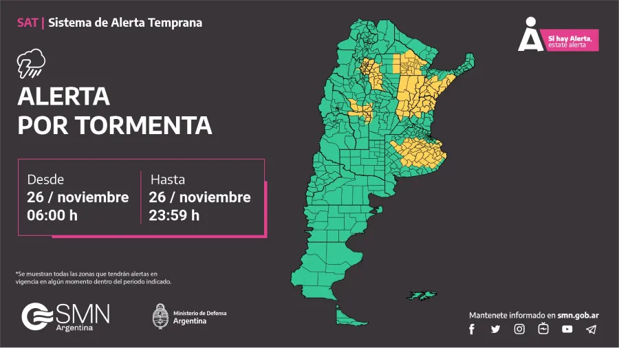 Tucumán y 10 provincias en alerta amarilla por tormentas y caída de granizo: qué dice el pronóstico