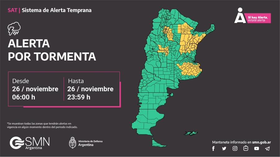 Tucumán y 10 provincias en alerta amarilla por tormentas y caída de granizo: qué dice el pronóstico