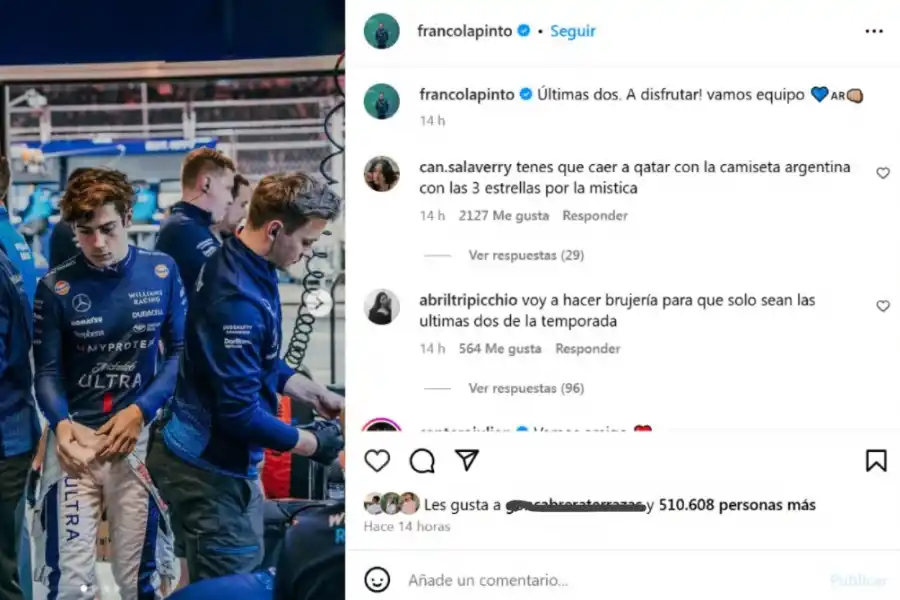 Con aroma a despedida: el curioso posteo de Franco Colapinto en la previa del Gran Premio de Qatar