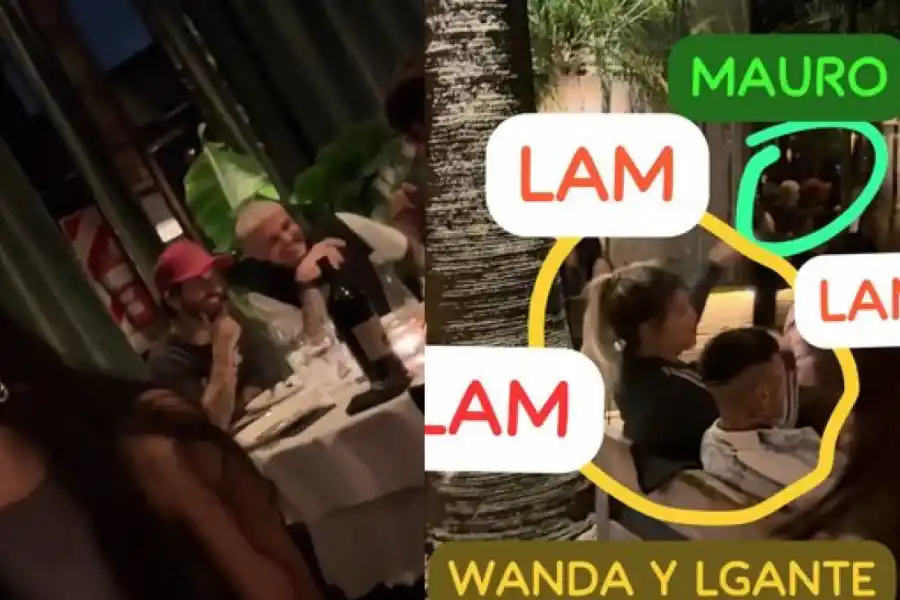 Capturas que compartió Yanina Latorre de la noche de Wanda Nara, L-Gante y Mauro Icardi.