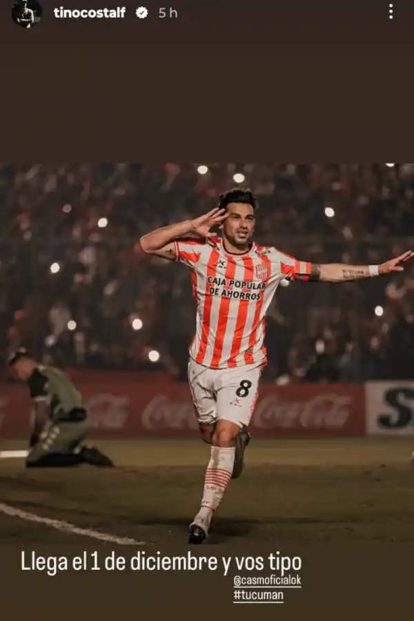 La chicana de Tino Costa a Atlético Tucumán para recordar el clásico de la Superliga: Llega el 1 de diciembre...