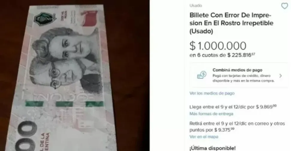 Ofrecen hasta $1.000.000 por el billete de $2.000 con un error de impresión