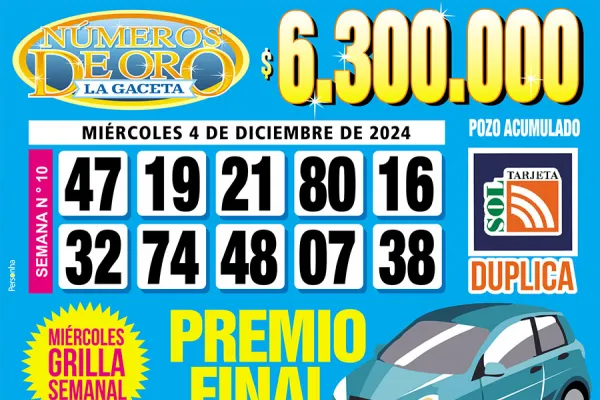 Los Números de Oro de LA GACETA del 4 de diciembre de 2024