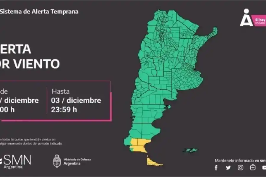 Alerta amarilla por tormentas, caída de granizo y fuertes vientos: en qué provincias rige la advertencia