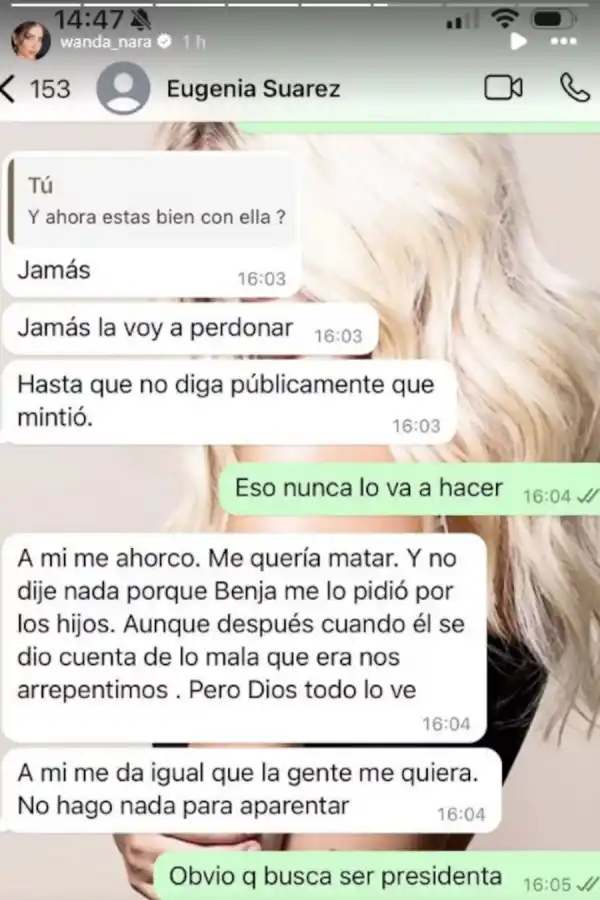 Una de las capturas que filtró Wanda Nara.